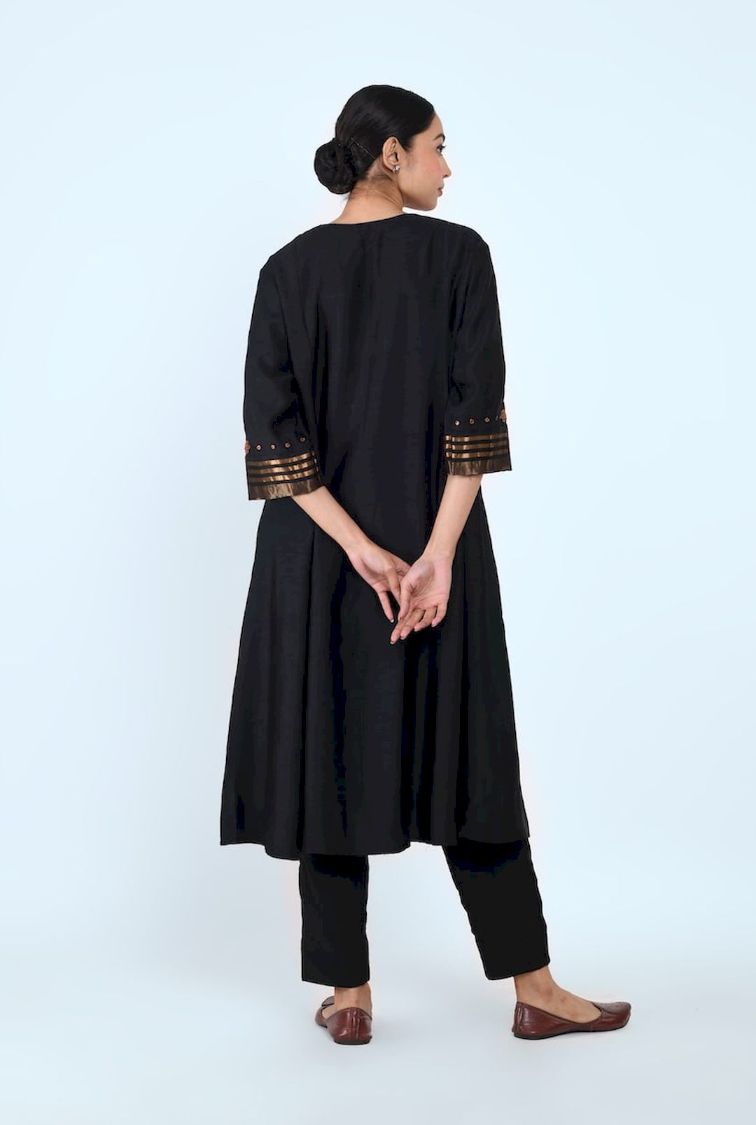 Square Yoke Gather Kurta (Black) - Prashant Chouhan