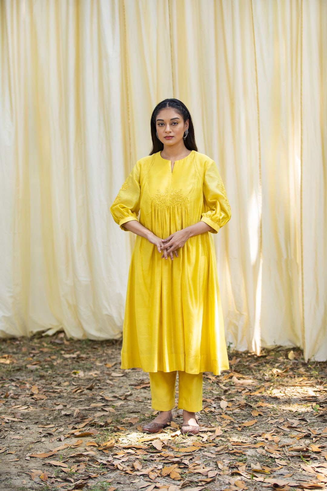 Kurta With Pants (Yellow) - Prashant Chouhan