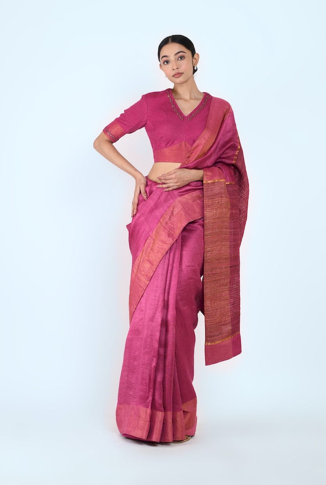 Raw Silk Sari With Blouse - Prashant Chouhan