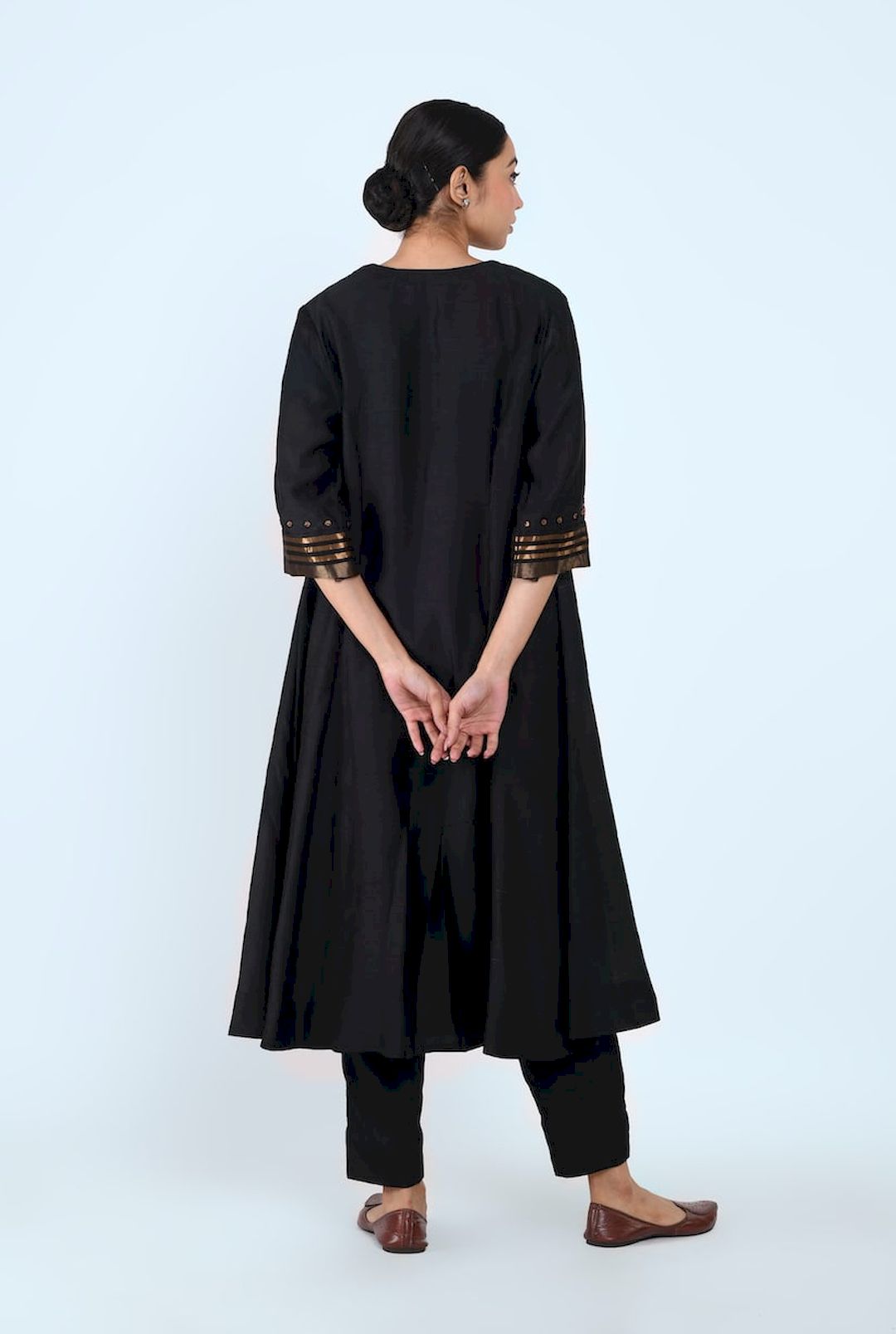 Princess Yoke Gather Kurta (Black) - Prashant Chouhan