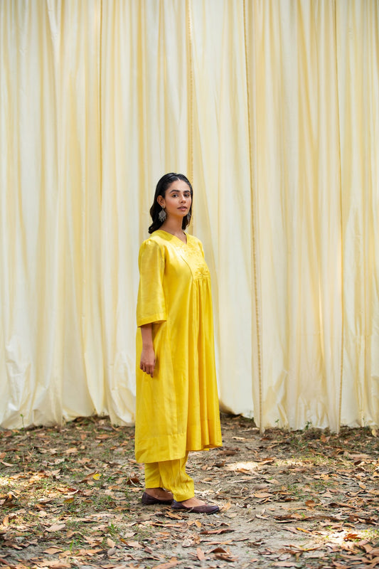 Kurta With Pants (Yellow) - Prashant Chouhan