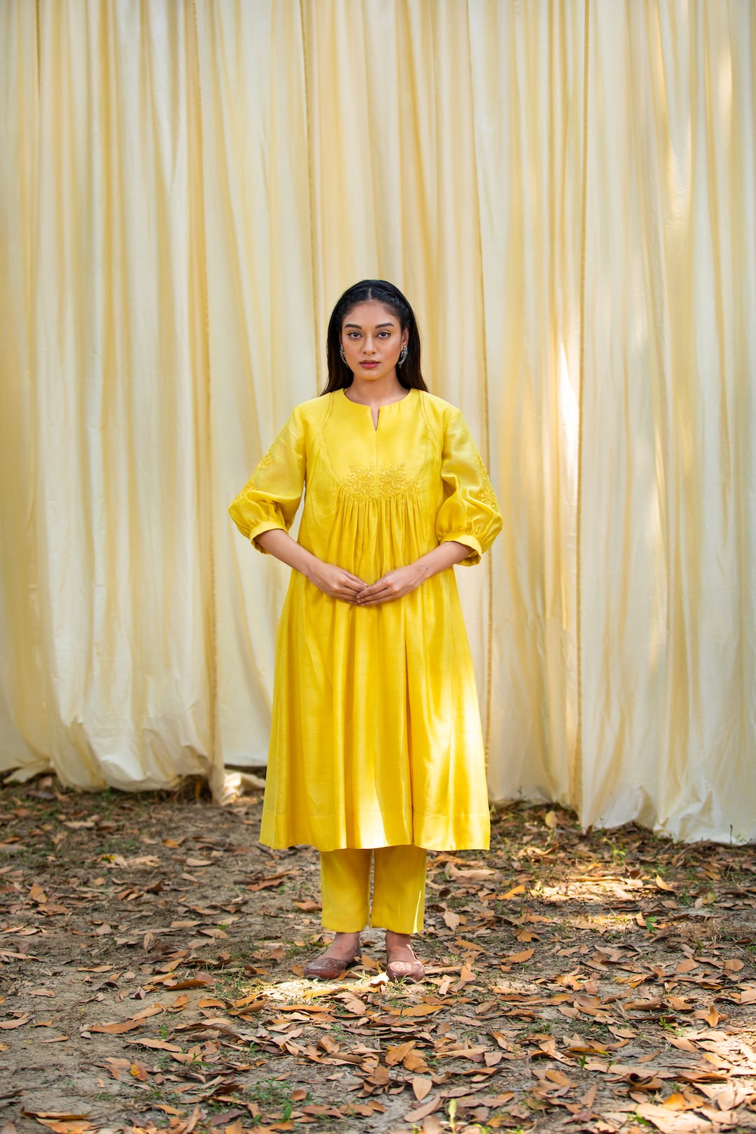 Kurta With Pants (Yellow) - Prashant Chouhan